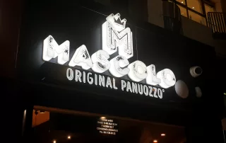 insegne scatolate mascolo lettere scatolari luminose a led, per attività di ristorazione Mascolo Napoli